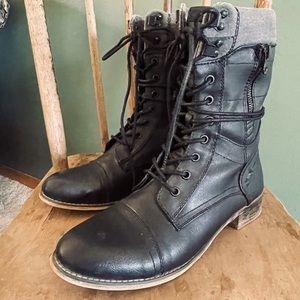black combat boots